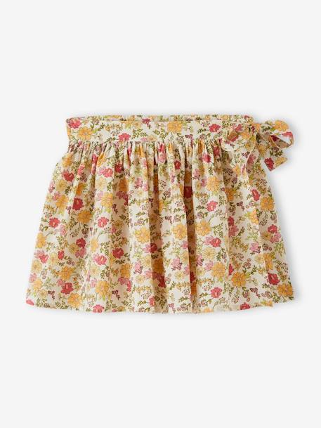 Jupe-short imprimée fille orange imprimé+vert sapin 1 - vertbaudet enfant 