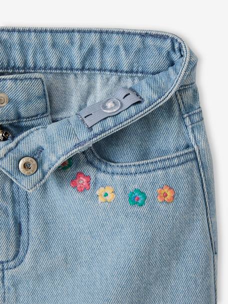 Jupe en jean brodée fleurs fille denim bleached 4 - vertbaudet enfant 