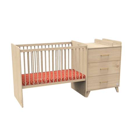 Lit combiné évolutif SAUTHON Arty - 120x60 en 90x190 - Style vintage - Avec commode spacieuse MARRON 1 - vertbaudet enfant 