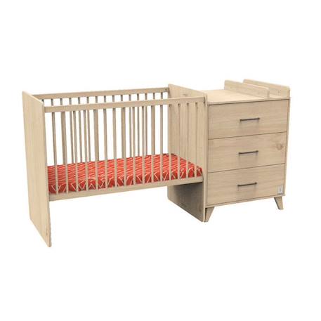 Lit combiné évolutif SAUTHON Arty - 120x60 en 90x190 - Style vintage - Avec commode spacieuse MARRON 2 - vertbaudet enfant 