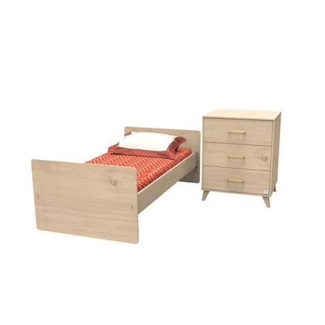 Lit combiné évolutif SAUTHON Arty - 120x60 en 90x190 - Style vintage - Avec commode spacieuse MARRON 3 - vertbaudet enfant 