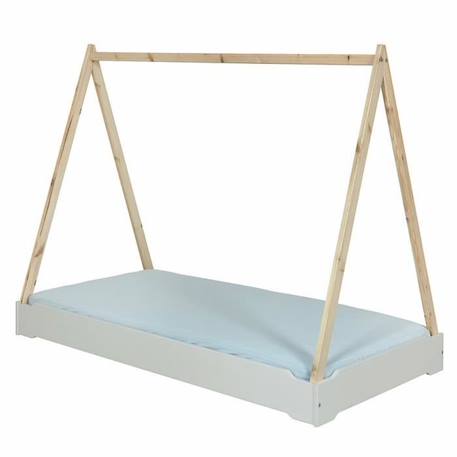 Pack lit empilable cabane avec matelas Jelly   Gris 90x190 cm GRIS 1 - vertbaudet enfant 