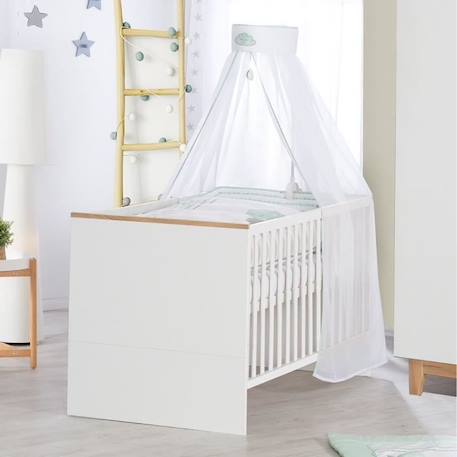 ROBA Lit Bébé Évolutif Finn - 70x140 cm - Réglable en Hauteur - Convertible en Lit Junior - Blanc / Décor (Chêne doré) BLANC 2 - vertbaudet enfant 