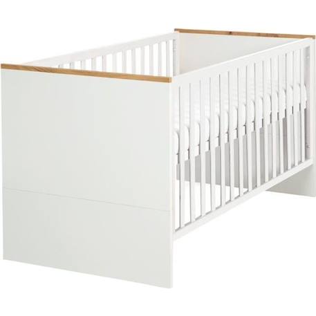 ROBA Lit Bébé Évolutif Finn - 70x140 cm - Réglable en Hauteur - Convertible en Lit Junior - Blanc / Décor (Chêne doré) BLANC 1 - vertbaudet enfant 