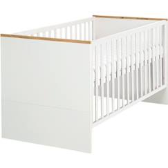 Chambre et rangement-Chambre-Lit bébé, lit enfant-ROBA Lit Bébé Évolutif Finn - 70x140 cm - Réglable en Hauteur - Convertible en Lit Junior - Blanc / Décor (Chêne doré)