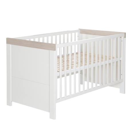 ROBA Lit Bébé Évolutif 70x140 cm - Lucy - Hauteur Ajustable à 3 Niveaux - Convertible en Lit Junior - Blanc Canadien / Effet Bois BLANC 1 - vertbaudet enfant 