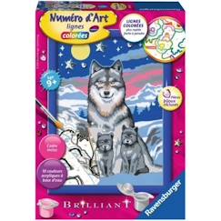 Jouet-Activités artistiques et musicales-Kit de peinture par numéro - Ravensburger - Famille de loups - Bleu - Pour enfant de 9 ans et plus
