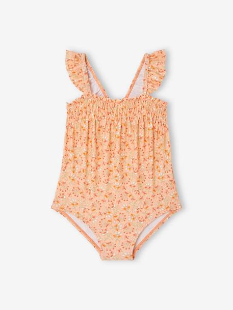 Maillot de bain 1 pièce bébé fille fleurs abricot 1 - vertbaudet enfant 