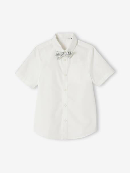 Garçon-Chemise-Chemise cérémonie noeud pap amovible garçon manches courtes