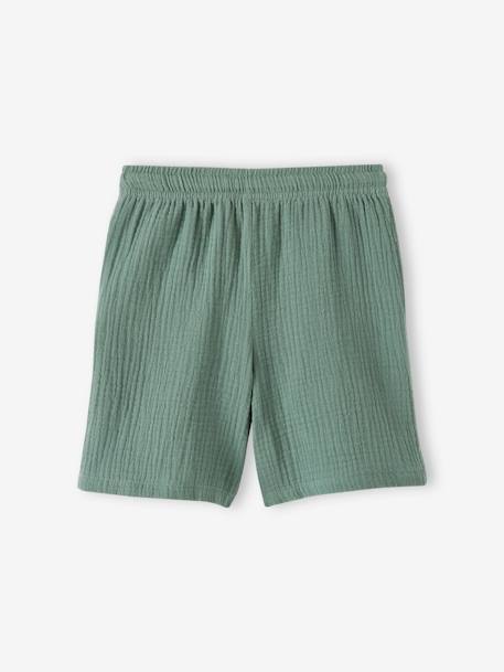 Short en gaze de coton garçon bleu électrique+vert 10 - vertbaudet enfant 