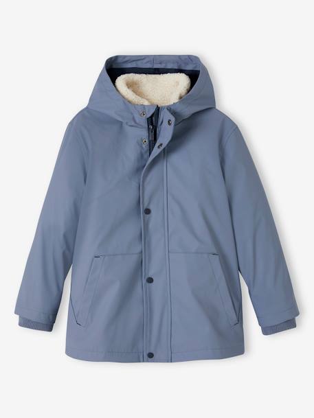 Garçon-Manteau, veste-Ciré 3 en 1 en gomme avec blouson en sherpa amovible garçon.