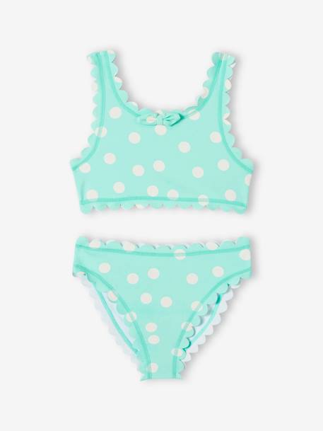 Maillot de bain 2 pièces à pois fille vert d'eau 1 - vertbaudet enfant 