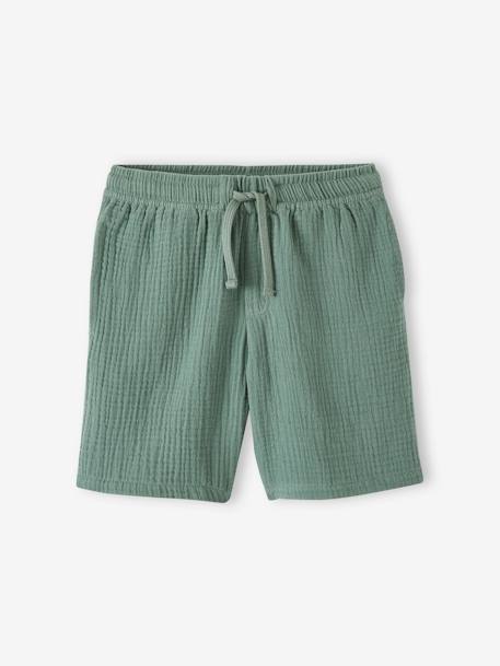 Short en gaze de coton garçon bleu électrique+vert 7 - vertbaudet enfant 