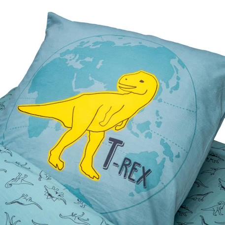 BLEU CALIN Rechange Caradou® T-Rex Parure de Lit Enfant en Coton 3 pièces: Couchage Tout-en-un sans Couette - 90x190cm BLEU 3 - vertbaudet enfant 