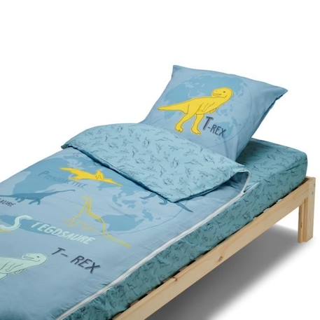 BLEU CALIN Rechange Caradou® T-Rex Parure de Lit Enfant en Coton 3 pièces: Couchage Tout-en-un sans Couette - 90x190cm BLEU 2 - vertbaudet enfant 