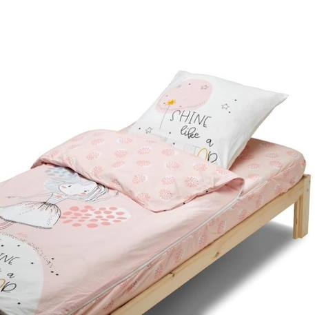 BLEU CALIN Rechange Caradou® Shine Parure de Lit Enfant en Coton 3 pièces: Couchage Tout-en-un sans Couette - 90x190cm ROSE 2 - vertbaudet enfant 