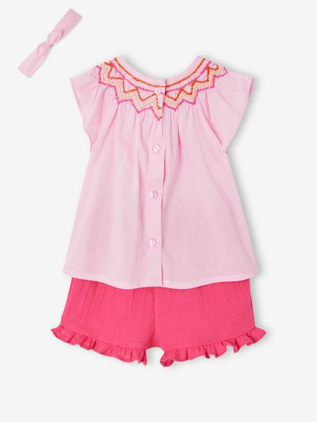 Ensemble blouse, short et bandeau bébé rose 7 - vertbaudet enfant 