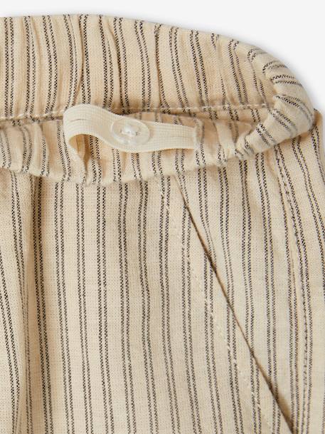 Pantalon rayé forme loose garçon coton/lin rayé beige 6 - vertbaudet enfant 