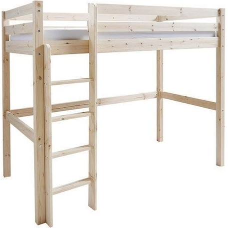 Lit mezzanine Aaron  90x190 cm - Bois massif - Echelle 4 marches - Sommier 12 lattes BEIGE 1 - vertbaudet enfant 