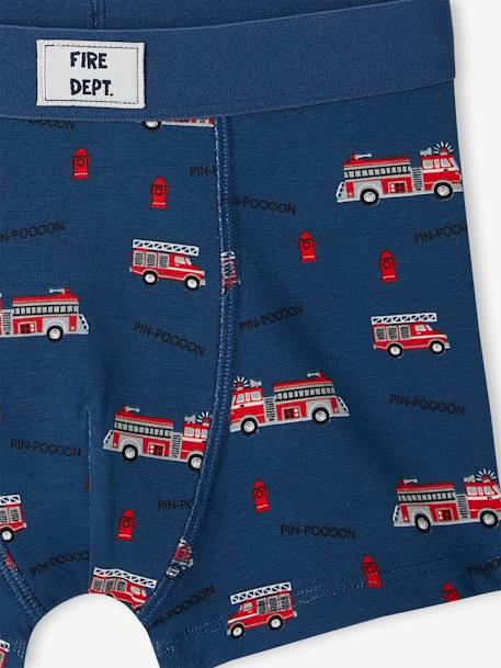 Lot de 5 boxers stretch pompiers garçon en coton bio bleu océan 8 - vertbaudet enfant 