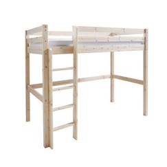 -Lit mezzanine en bois massif certifié FSC® pin - 90x190 cm - AKITEN RETAIL - Brut - Matelas inclus