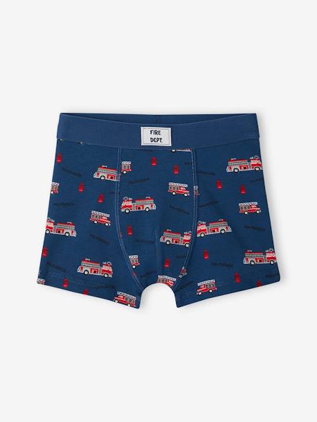 Lot de 5 boxers stretch pompiers garçon en coton bio bleu océan 2 - vertbaudet enfant 