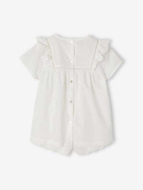 Pyjashort fille en voile de coton plumetis et broderie anglaise écru 3 - vertbaudet enfant 