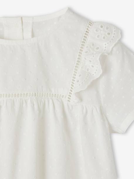 Pyjashort fille en voile de coton plumetis et broderie anglaise écru 4 - vertbaudet enfant 