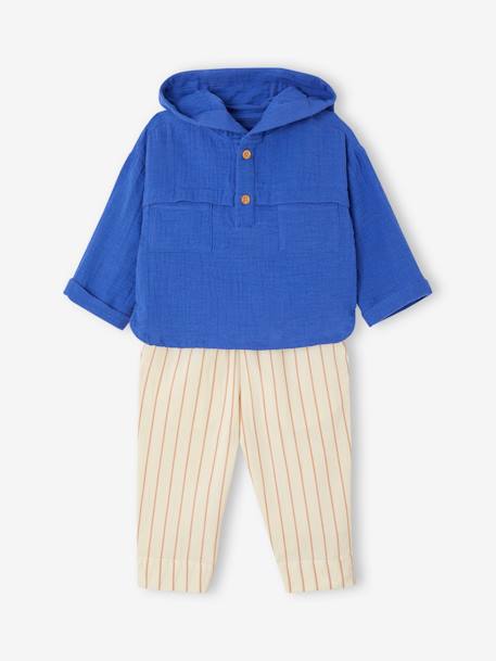 Ensemble bébé chemise en gaze de coton et pantalon bleu roi 3 - vertbaudet enfant 