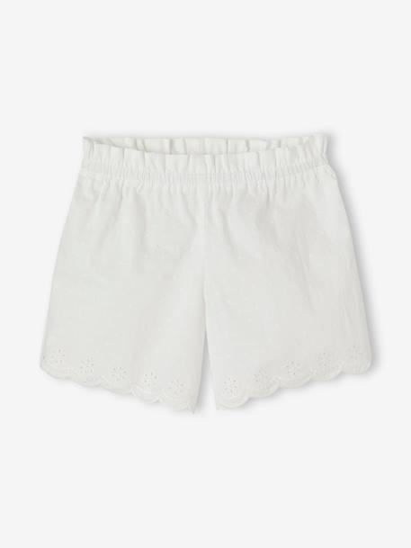 Pyjashort fille en voile de coton plumetis et broderie anglaise écru 7 - vertbaudet enfant 