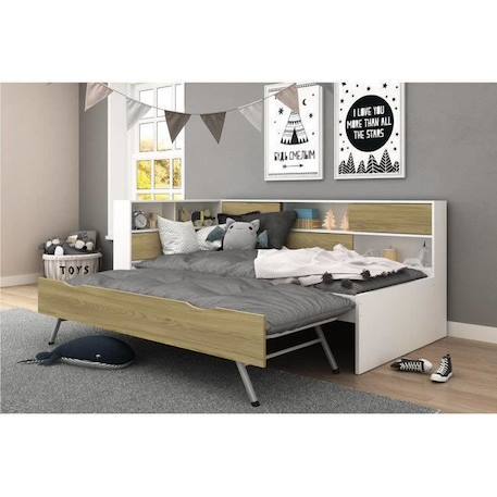 Lit cosy gigogne - AKITEN RETAIL - Play - 10 niches de rangements - 2 matelas inclus BLANC 3 - vertbaudet enfant 