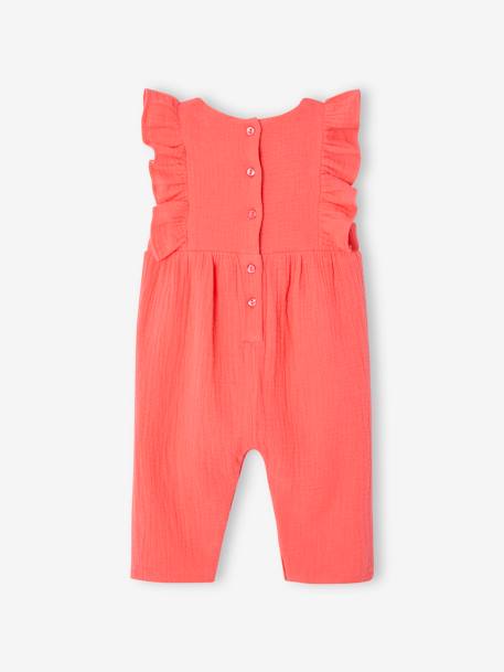 Combinaison bébé en gaze de coton corail+écru 2 - vertbaudet enfant 