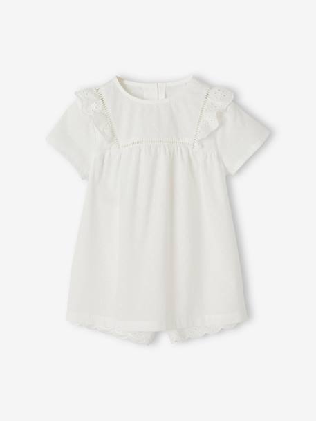 Pyjashort fille en voile de coton plumetis et broderie anglaise écru 5 - vertbaudet enfant 