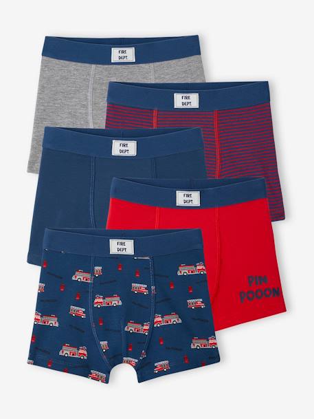 Garçon-Sous-vêtement-Slip, Boxer-Lot de 5 boxers stretch pompiers garçon en coton bio