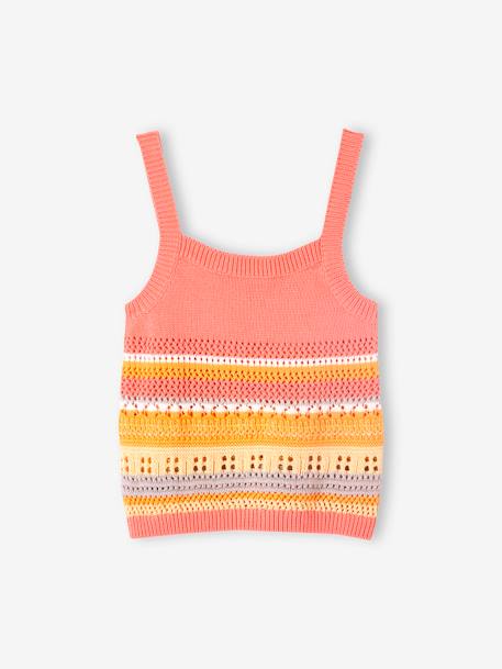 Ensemble top + short rayés en maille crochet fille pêche 3 - vertbaudet enfant 