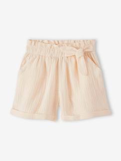 -Short en gaze de coton style "paperbag" fille