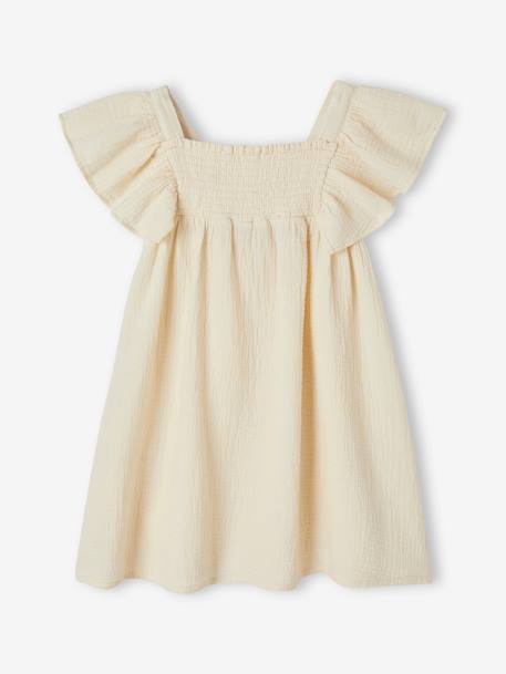 Robe en gaze de coton détail fantaisie en crochet fille écru 2 - vertbaudet enfant 