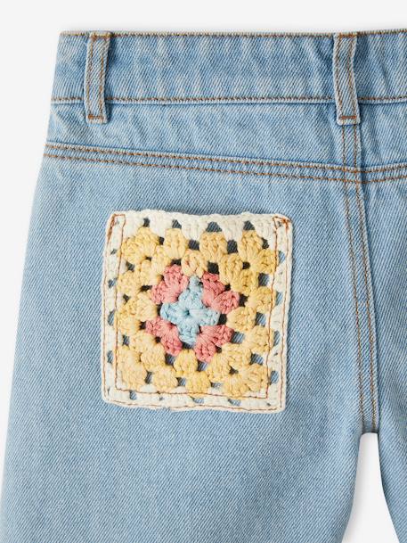 Bermuda en jean poche en crochet au dos fille denim bleached 4 - vertbaudet enfant 