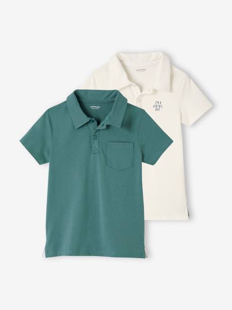 Lot de 2 polos garçon unis manches courtes Lot marine + vert+Lot vert + blanc 7 - vertbaudet enfant 