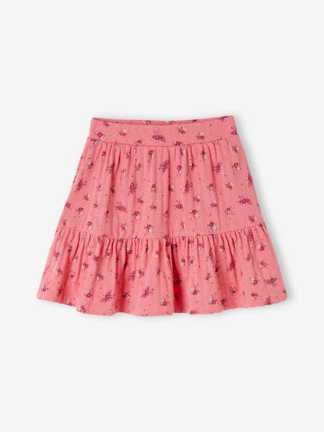 Jupe short motifs fleurs fille écru+rose bonbon 4 - vertbaudet enfant 