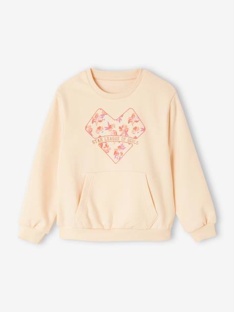 Ensemble de sport sweat motif coeur et legging technique fille écru+pêche 2 - vertbaudet enfant 