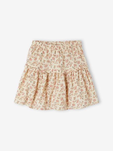 Jupe à fleurs en gaze de coton fille  - vertbaudet enfant