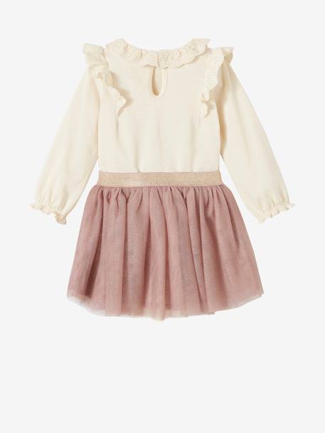 T-shirt à collerette en broderie anglaise et jupon tulle bébé fille écru 4 - vertbaudet enfant 