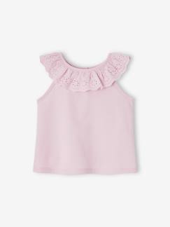 -T-shirt sans manches à volant en broderie anglaise bébé