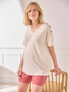 Vêtements de grossesse-T-shirt col V grossesse lin et viscose