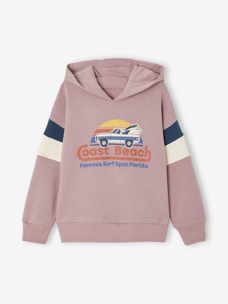 Sweat à capuche motif grahique garçon manches colorblock mauve+ocre 2 - vertbaudet enfant 