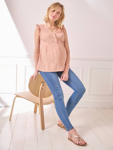 Blouse de grossesse et d'allaitement en gaze de coton à pois irisés rose poudré pois irisés 1 - vertbaudet enfant 