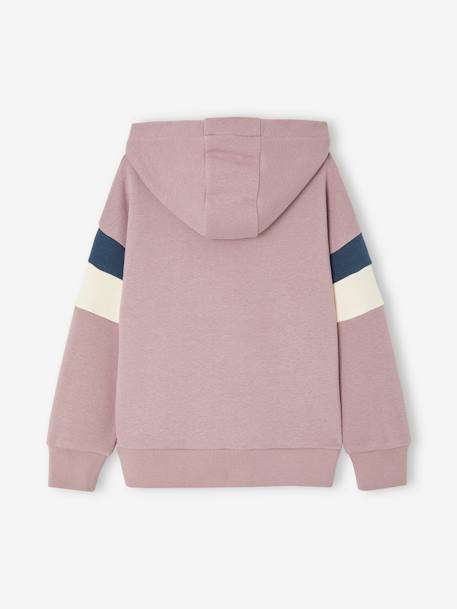 Sweat à capuche motif grahique garçon manches colorblock mauve+ocre 3 - vertbaudet enfant 