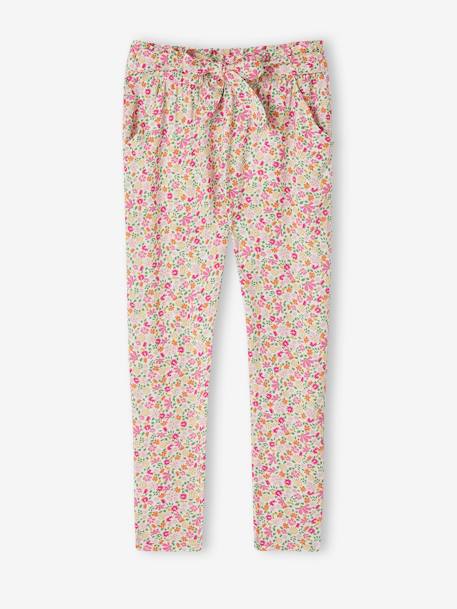 Fille-Pantalon fluide imprimé fleurs fille