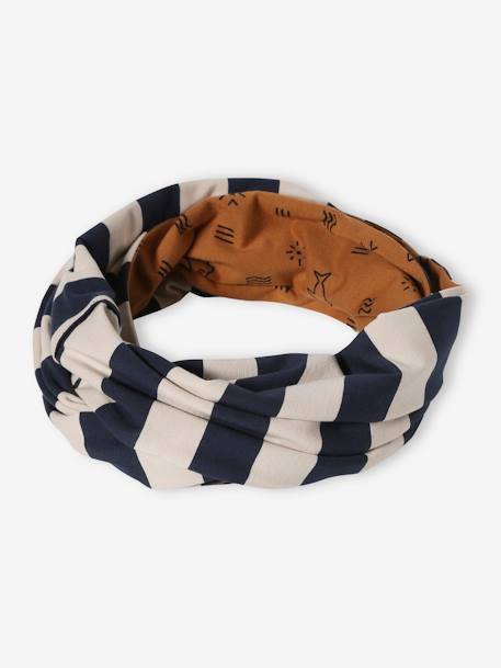 Snood réversible garçon imprimé rock/chiné cappuccino+marine 2 - vertbaudet enfant 